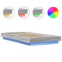 Estructura cama con luces LED madera gris Sonoma 100x200 cm de vidaXL, Camas y somieres - Ref: Foro24-3281117, Precio: 156,44...