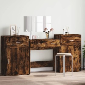 Smoked Oak Engineered Wood 4-Piece Vanity Set by vidaXL, Bedroom furniture sets - Ref: Foro24-3276529, Price: 238,75 €, Disco...