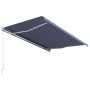 Retractable manual awning in blue and white, 450x300 cm. by vidaXL, Awnings - Ref: Foro24-3051217, Price: 360,94 €, Discount: %