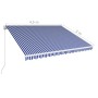 Retractable manual awning in blue and white, 450x300 cm. by vidaXL, Awnings - Ref: Foro24-3051217, Price: 360,94 €, Discount: %