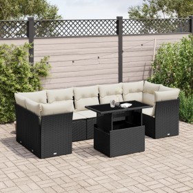 8-teiliges Gartensofa-Set und schwarze synthetische Rattankissen von vidaXL, Gartensets - Ref: Foro24-3266396, Preis: 620,38 ...