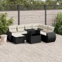 Set de sofás de jardín 8 piezas y cojines ratán sintético negro de vidaXL, Conjuntos de jardín - Ref: Foro24-3275156, Precio:...