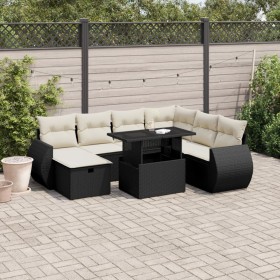 8-teiliges Gartensofa-Set und schwarze synthetische Rattankissen von vidaXL, Gartensets - Ref: Foro24-3275156, Preis: 609,65 ...