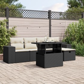 6-teilige Gartensofagarnitur und schwarze synthetische Rattankissen von vidaXL, Gartensets - Ref: Foro24-3275286, Preis: 435,...