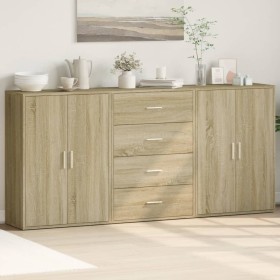 Sideboards 3 pcs engineered wood Sonoma oak 60x31x84 cm by vidaXL, Sideboards - Ref: Foro24-3276576, Price: 226,57 €, Discoun...