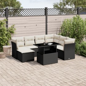 8-teiliges Gartensofa-Set und schwarze synthetische Rattankissen von vidaXL, Gartensets - Ref: Foro24-3266756, Preis: 575,36 ...