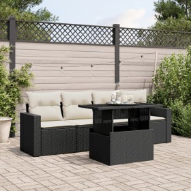 5-teiliges Gartenmöbel-Set und schwarze synthetische Rattankissen von vidaXL, Gartensets - Ref: Foro24-3267096, Preis: 371,78...