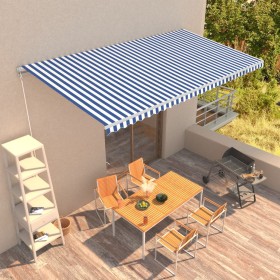 Blue and white retractable manual awning 600x300 cm by vidaXL, Awnings - Ref: Foro24-3051223, Price: 507,29 €, Discount: %