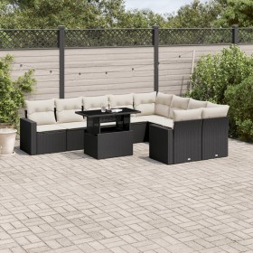 Gartensofa-Set 10-teilig mit schwarzen synthetischen Rattankissen von vidaXL, Gartensets - Ref: Foro24-3267496, Preis: 699,19...