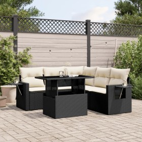 6-teilige Gartensofagarnitur und schwarze synthetische Rattankissen von vidaXL, Gartensets - Ref: Foro24-3267896, Preis: 473,...