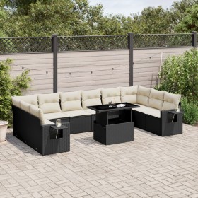 11-teiliges Gartensofa-Set und schwarze synthetische Rattankissen von vidaXL, Gartensets - Ref: Foro24-3268146, Preis: 786,81...