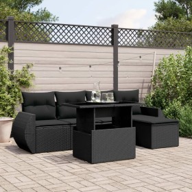 6-teilige Gartensofagarnitur und schwarze synthetische Rattankissen von vidaXL, Gartensets - Ref: Foro24-3268495, Preis: 433,...