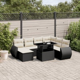 8-teiliges Gartensofa-Set und schwarze synthetische Rattankissen von vidaXL, Gartensets - Ref: Foro24-3268696, Preis: 580,68 ...