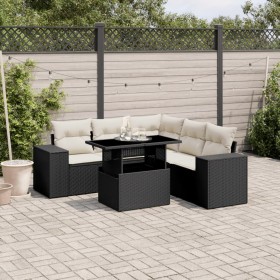 6-teilige Gartensofagarnitur und schwarze synthetische Rattankissen von vidaXL, Gartensets - Ref: Foro24-3269156, Preis: 463,...