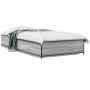 Estructura cama madera ingeniería metal gris Sonoma 90x200 cm de vidaXL, Camas y somieres - Ref: Foro24-845114, Precio: 85,58...