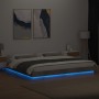 Bed frame with LED lights concrete gray wood 200x200 cm by vidaXL, Beds and slatted bases - Ref: Foro24-3281073, Price: 220,9...