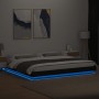 Bed frame with LED lights black engineered wood 180x200cm by vidaXL, Beds and slatted bases - Ref: Foro24-3281078, Price: 233...