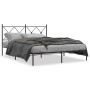 Bed frame with black metal headboard 150x200 cm by vidaXL, Beds and slatted bases - Ref: Foro24-376504, Price: 112,42 €, Disc...