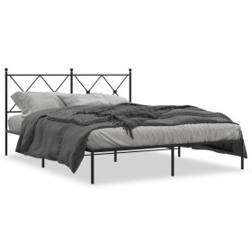 Bed frame with black metal headboard 150x200 cm by vidaXL, Beds and slatted bases - Ref: Foro24-376504, Price: 112,99 €, Disc...