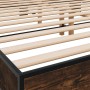 Engineered wood bed frame metal smoked oak 160x200cm by vidaXL, Beds and slatted bases - Ref: Foro24-3280229, Price: 133,26 €...