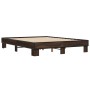 Estructura cama madera ingeniería metal marrón roble 150x200 cm de vidaXL, Camas y somieres - Ref: Foro24-3280236, Precio: 13...