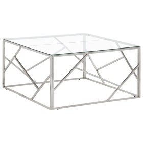 Silver stainless steel and tempered glass coffee table by vidaXL, Coffee table - Ref: Foro24-349953, Price: 167,23 €, Discoun...