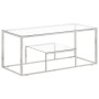 Silberner Couchtisch aus Edelstahl und gehärtetem Glas von vidaXL, Couchtisch - Ref: Foro24-350017, Preis: 98,59 €, Rabatt: %