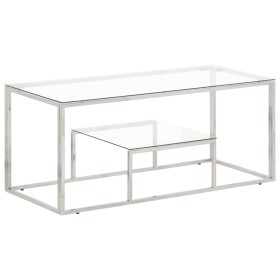 Silver stainless steel and tempered glass coffee table by vidaXL, Coffee table - Ref: Foro24-350017, Price: 121,99 €, Discoun...