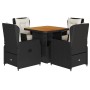 Set de muebles jardín 5 pzas con cojines ratán sintético negro de vidaXL, Conjuntos de jardín - Ref: Foro24-3262766, Precio: ...