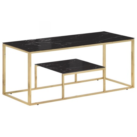 Golden stainless steel and tempered glass coffee table by vidaXL, Coffee table - Ref: Foro24-350020, Price: 152,01 €, Discoun...