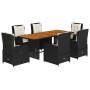 Set de comedor de jardín 7 pzas y cojines ratán sintético negro de vidaXL, Conjuntos de jardín - Ref: Foro24-3262779, Precio:...