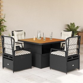 Set de muebles jardín 5 pzas con cojines ratán sintético negro de vidaXL, Conjuntos de jardín - Ref: Foro24-3262912, Precio: ...