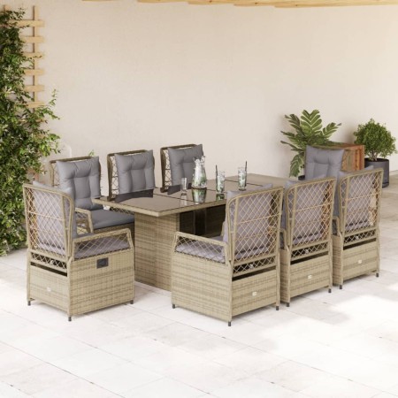 9-teiliges Garten-Essset mit beigen Kissen aus synthetischem Rattan von vidaXL, Gartensets - Ref: Foro24-3262933, Preis: 1,00...