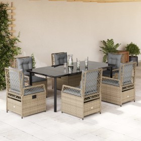 7-teiliges Garten-Essset mit beigen Kissen aus synthetischem Rattan von vidaXL, Gartensets - Ref: Foro24-3263011, Preis: 832,...