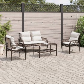 4-teilige Gartensofagarnitur und braune synthetische Rattankissen von vidaXL, Gartensets - Ref: Foro24-368728, Preis: 351,42 ...