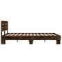 Estructura cama madera ingeniería metal roble ahumado 135x190cm de vidaXL, Camas y somieres - Ref: Foro24-3280164, Precio: 14...