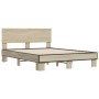 Estructura cama madera ingeniería metal roble Sonoma 135x190 cm de vidaXL, Camas y somieres - Ref: Foro24-3280208, Precio: 15...