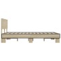 Estructura cama madera ingeniería metal roble Sonoma 135x190 cm de vidaXL, Camas y somieres - Ref: Foro24-3280208, Precio: 15...