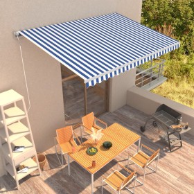 Toldo automático retráctil azul y blanco 450x300 cm de vidaXL, Toldos - Ref: Foro24-3051231, Precio: 494,99 €, Descuento: %