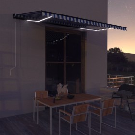 Awning with LED and wind sensor blue and white 450x300 cm by vidaXL, Awnings - Ref: Foro24-3051282, Price: 650,08 €, Discount: %