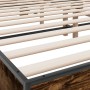 Engineered wood bed frame metal smoked oak 180x200cm by vidaXL, Beds and slatted bases - Ref: Foro24-3280179, Price: 165,58 €...