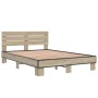 Estructura cama madera ingeniería metal roble Sonoma 120x190 cm de vidaXL, Camas y somieres - Ref: Foro24-3280158, Precio: 14...