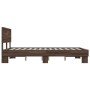 Estructura cama madera ingeniería metal marrón roble 120x200 cm de vidaXL, Camas y somieres - Ref: Foro24-3280201, Precio: 15...