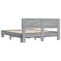 Estructura cama madera ingeniería metal gris Sonoma 160x200 cm de vidaXL, Camas y somieres - Ref: Foro24-3280185, Precio: 162...