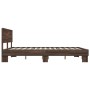 Oak brown metal engineered wood bed frame 150x200 cm by vidaXL, Beds and slatted bases - Ref: Foro24-3280191, Price: 162,99 €...