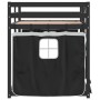 Bunk bed with curtains solid black and white pine wood 75x190 cm by vidaXL, Beds and slatted bases - Ref: Foro24-3283919, Pri...