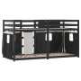 Bunk bed with curtains solid black and white pine wood 75x190 cm by vidaXL, Beds and slatted bases - Ref: Foro24-3283919, Pri...