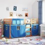 Bunk bed with curtains solid blue pine wood 90x190 cm by vidaXL, Beds and slatted bases - Ref: Foro24-3283950, Price: 194,75 ...