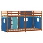 Bunk bed with curtains solid blue pine wood 90x190 cm by vidaXL, Beds and slatted bases - Ref: Foro24-3283950, Price: 194,75 ...