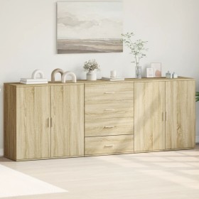 Aparadores 3 uds madera contrachapada color roble sonoma de vidaXL, Aparadores - Ref: Foro24-3276611, Precio: 253,99 €, Descu...